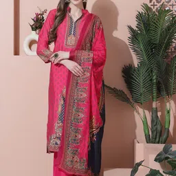 Stylee LIFESTYLE Floral Printed Pure Silk Unstitched Dress Material-image-29