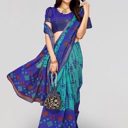 Yashika Tie and Dye Printed Zari Saree-image-29