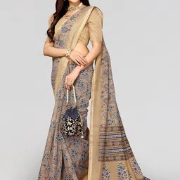 Yashika Floral Printed Zari Mysore Silk Saree-image-1