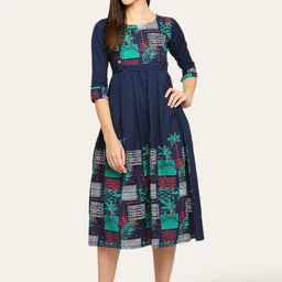 True Shape Abstract Printed Maternity Fit and Flare Midi Dress-image-3