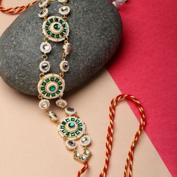 ZENEME Gold-Plated Stones Studded & Beaded Matha Patti-image-45