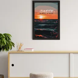 eCraftIndia Black & Orange Sunrise The Miracle Of The Day Satin Matt Texture UV Framed Wall Art-47