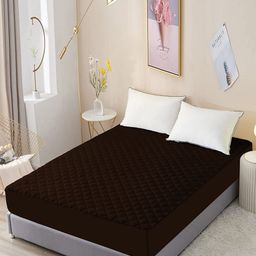 Bajo's Brown Quilted Terry Cotton Waterproof Double King Size Mattress Protector-image-8