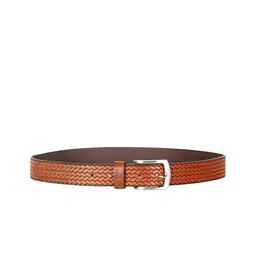 THE CLOWNFISH Men Brown Braided Leather Belt-image-49