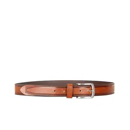 THE CLOWNFISH Men Brown Textured Leather Belt-image-48