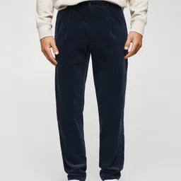 MANGO MAN Corduroy Pure Cotton Pleated Trousers-image-64