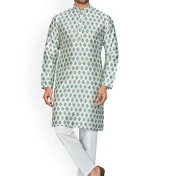 Anouk Blue Ethnic Motifs Printed Long Sleeves Cotton Straight Kurta-image-45