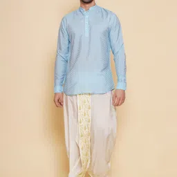 Sethukrishna Self Design Long Sleeves Mandarin Collar Art Silk Kurta-picture-14