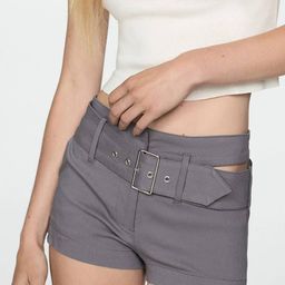 MANGO Women Cut-Out Shorts with Belt-image-55