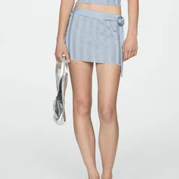 MANGO Shimmery Self-Striped Mini Pencil Skirt-image-19
