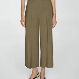 MANGO Women Pleated Wide Leg Trousers-image-38