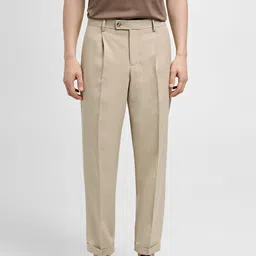 MANGO MAN Pleated Chinos Trousers-image-84