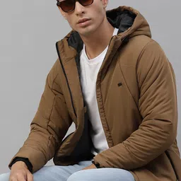 Roadster Men Khaki Hooded Padded Jacket-image-11