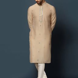 KISAH Men Mirror Work Embroidered Regular Fit Abstract Print Kurta Churidar Set-17