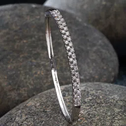 ZENEME Rhodium-Plated American Diamond-Studded Bangle-Style Bracelet-39