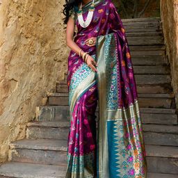 Janasya Ethnic Motifs Woven Design Zari Silk Cotton Patola Saree-picture-20
