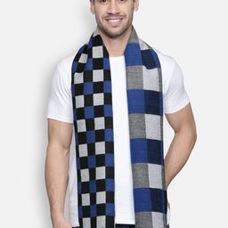Alvaro Castagnino Men Blue & Black Checked Mufflers-image-74