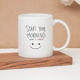 CLAY CRAFT White & Black Text or Slogans Printed Ceramic Glossy Mug 350 ml-11