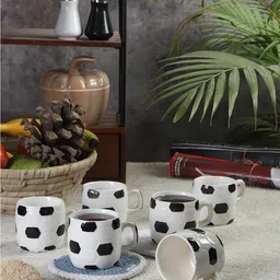 CDI White & Black Set Of 6 Dishwasher And Microwave Safe Ceramic Glossy Mugs 100 ML Each-12