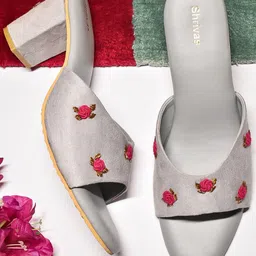 SHRIVAS BY ARCHITA MEHTA Embellished Suede Ethnic Block Heels-75