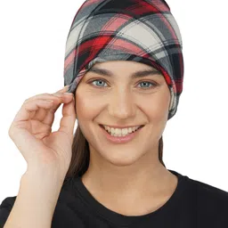 iSWEVEN Checked Beanie Cap-26
