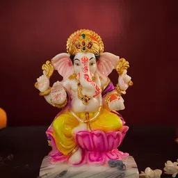 DecorTwist White & Yellow Marble Lord Ganesha Showpiece-image-15