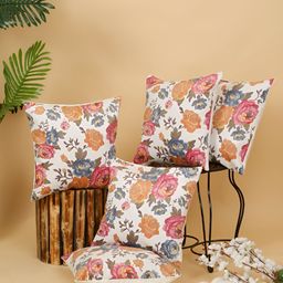 Aura Blue & Red 5 Pieces Floral Embroidered Velvet Square Cushion Covers-picture-33