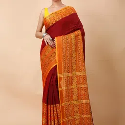 Ruuprekha Woven Design Ethnic Motifs Khadi Cotton Saree-picture-5
