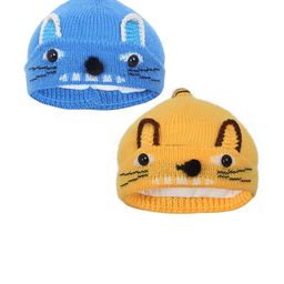 FabSeasons Boys Yellow & Blue Set of 2 Printed Beanie-38
