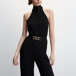 MANGO Black Halter Neck Basic Jumpsuit-24