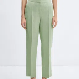 MANGO Women Linen Straight Fit High-Rise Trousers-image-94