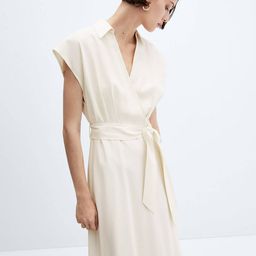 MANGO Belted Wrap Midi Dress-image-22