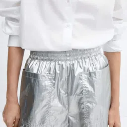 MANGO Women Metallic Finish Shorts-image-99