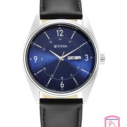 Titan Men Blue Brass Dial & Black Leather Straps Analogue Watch NP1864SL02-image-43