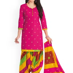 MIRAAN V Neck Floral Printed Pure Cotton Straight Kurta with Patiala & Dupatta-19