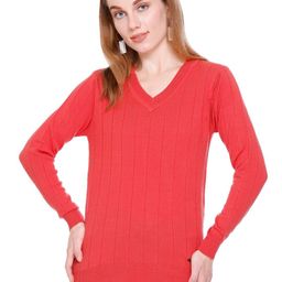 GOSHA & MAU Striped V-Neck Long Sleeves Acrylic Pullover-79