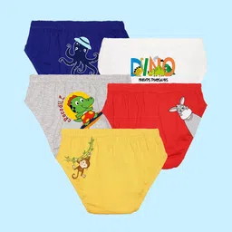 NUSYL Boys Pack Of 5 Printed Cotton Anti Bacterial Basic Brief NUBCBRFPO5.0006-image-77