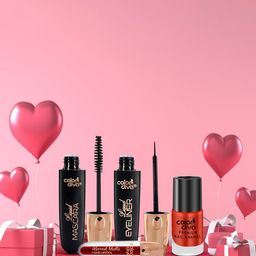 Adbeni Color Diva Set Of 4 Lipstick-Liquid Eyeliner & Mascara-Nail Enamel -012-53