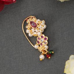 AccessHer Gold-Plated CZ-Studded & Beaded Nosepin-image-61
