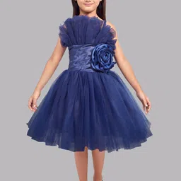 Pink Chick Girls Ruffled Tulle Net Fit & Flare Midi Dress-image-91