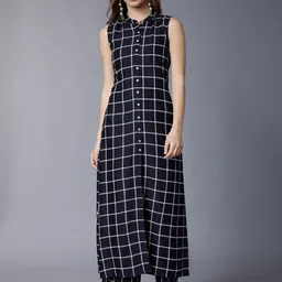 Vishudh Women Navy Blue Regular Kurta with Palazzos-picture-38