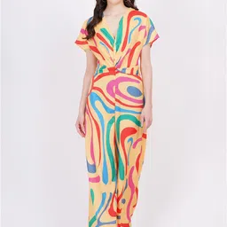 MINGLAY Geometric Printed V-Neck Basic Jumpsuit-picture-21