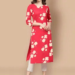 7Threads Women Multicoloured Ethnic Motifs Printed Keyhole Neck Flared Sleeves Block Print Crepe Kurta-picture-12