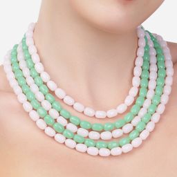 Zaveri Pearls Gold-Toned & Green Gold-Plated Beaded Layered Necklace-image-28
