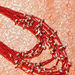 Bamboo Tree Jewels Red & Beige Afghan Necklace-43