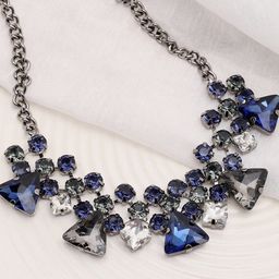 SOHI Silver-Toned & Blue Rhodium-Plated Necklace-12