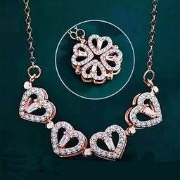 Vembley Rose Gold & White Rose Gold-Plated Enamelled Necklace-12