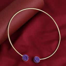 PANASH Gold Plated Gemstone Stone Studded Circular Necklace-25