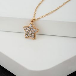 Carlton London Gold-Plated CZ-Studded Star-Shaped Necklace-image-55