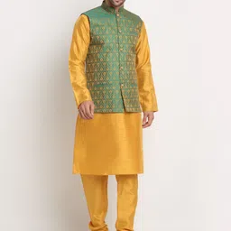 KRAFT INDIA Men Kurta With Churidar & Nehru jacket-image-53